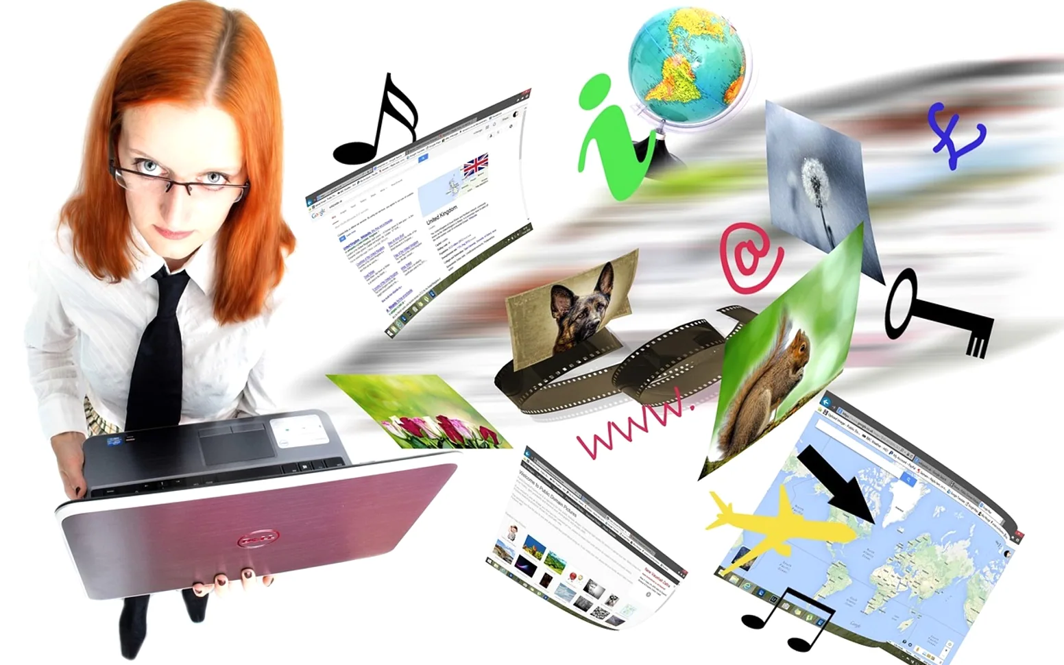 Internet, laptop and video